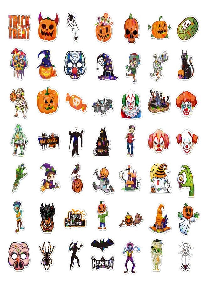 VANRUID Halloween Stickers, 100 Pcs Sparkly Holographic Halloween Stickers for Kids, Non-Repeating Halloween Pumpkin Theme Stickers, Vinyl Waterproof Holiday Party Stickers, Party Favors Gifts - Image 3